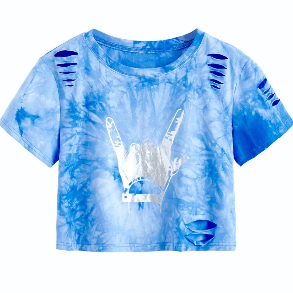 SweatyRocks Women's Distressed Crop Top SIZE Large​